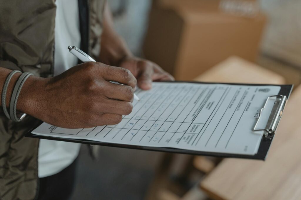 Close-up of a towing checklist being filled out. — prepare vehicle towing Las Vegas holidays