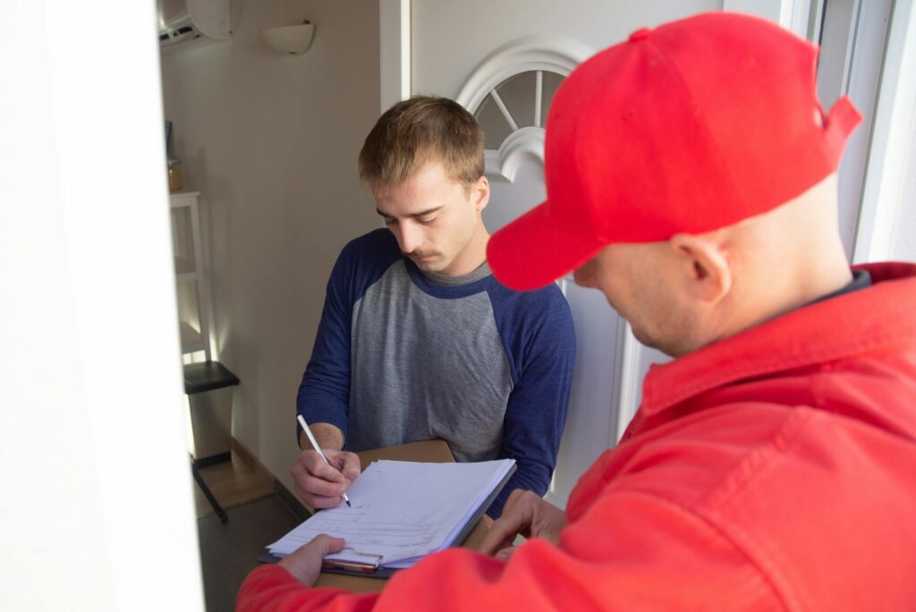 Customer receiving service from a towing company representative — best cheap towing Las Vegas